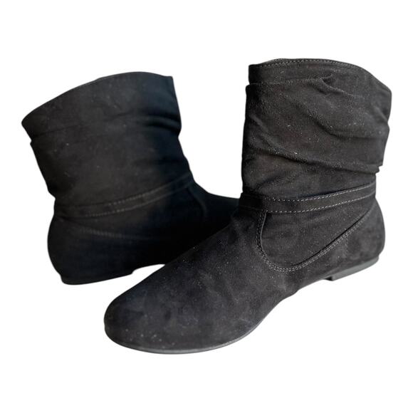 Womens Boots Size 8.5 Black Suede Style Ankle Casual Winter Comfy Cozy Travel - Picture 2 of 8